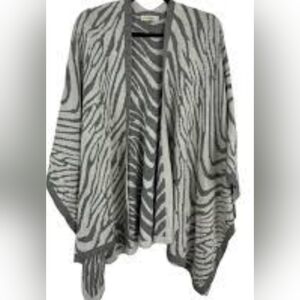 Calvin Klein Black and Gray Zebra Pattern Poncho